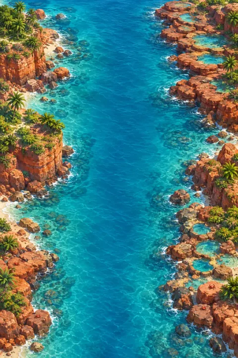 Tropical coastal shallows with warm rocky shores