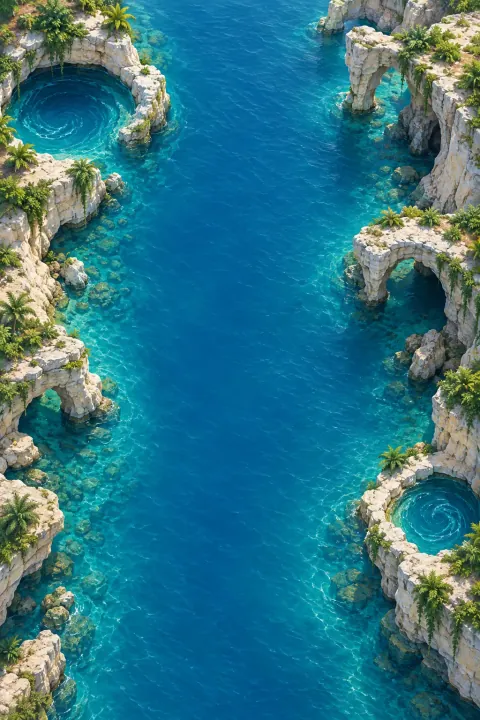 Emerald cliffs surrounding a turquoise cove